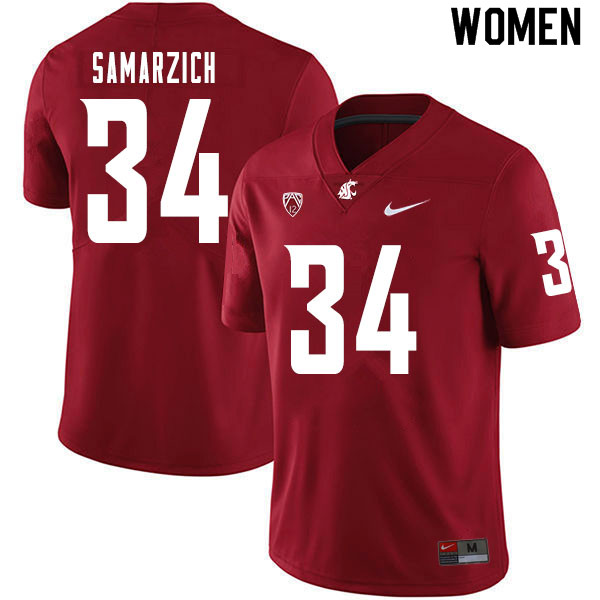 Women #34 Simon Samarzich Washington State Cougars College Football Jerseys Sale-Crimson - Click Image to Close